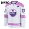 Lapsille NHL Edmonton Oilers Pelipaita Custom Fanatics Hockey Fights Cancer Practice 2024-25 Valkoinen